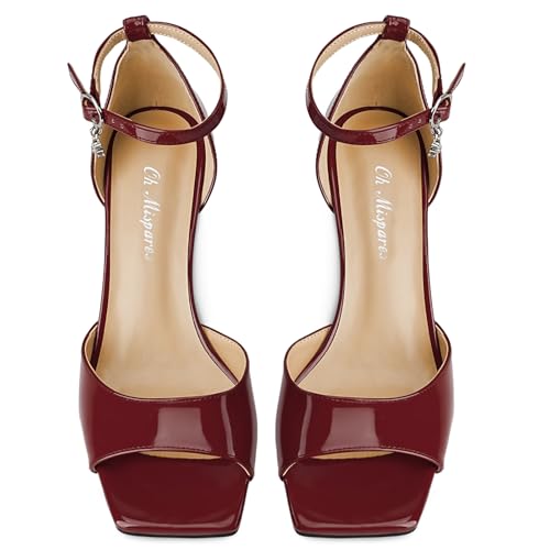 Oh Mispares Black Wedge Heels for Women Square Toe Sandals Ankle Strap 3.5 Inch Elegant Wedding Sandals for Brides3