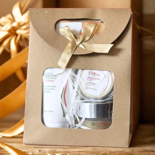 Set di creme ecologiche Etherlic | Crema viso idratante e rassodante + Crema per mani e piedi + Balsamo per labbra biologici | Regali originali per donna | Regalo di Natale donna