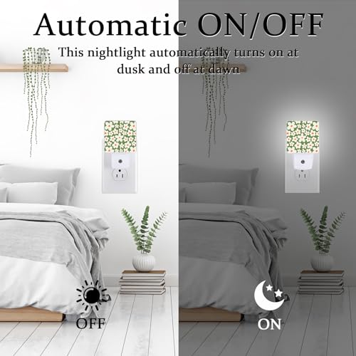Image of Retro 70's Goovy Flowers Night Light, Plug-into Wall Retro Daisy Flower Nightlight Lamp with Dusk to Dawn Sensor, Led Lamp 0.5W Energy Efficient for Boys Girls Adults Home Decor
