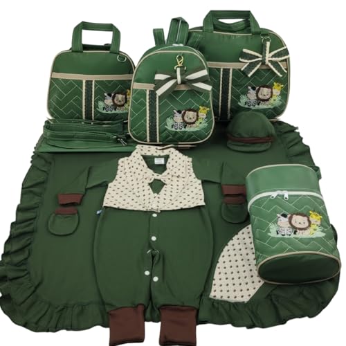 KIT BOLSA MATERNIDADE 5 PEÇAS SAFARI BABY + SAIDA MATERNIDADE MENINO (Verde Militar)