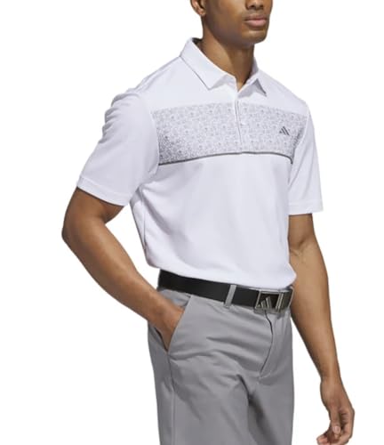 adidas Men's Stretch Short Sleeve Chest Print Golf Polo Shirt3