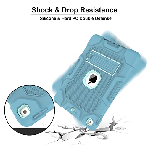 Image of TIMISM iPad 9th /8th /7th Generation 10.2 Inch Case, Blue+Green | Kickstand, Heavy Duty Shockproof, Hard Hybrid Three Layer Protective Cover
