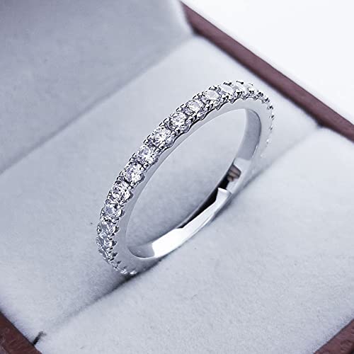Bo.Dream 1.5mm/2.2mm/3mm Round Cubic Zirconia CZ Full/Half Eternity Rings Wedding Band Sterling Silver4