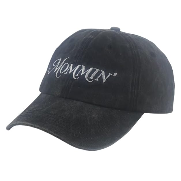Image of Funny Mommin Hat, Distressed Cotton Adjustable Embroidered Mama Baseball Cap