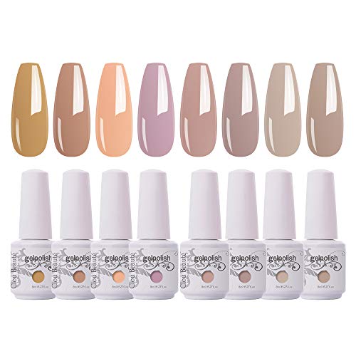 Clou Beaute Soak Off UV Led Nail Gel Polish Kit Varnish Nail Art Manicure Salon Collection Set of 8 Colors 8ml CB-S14