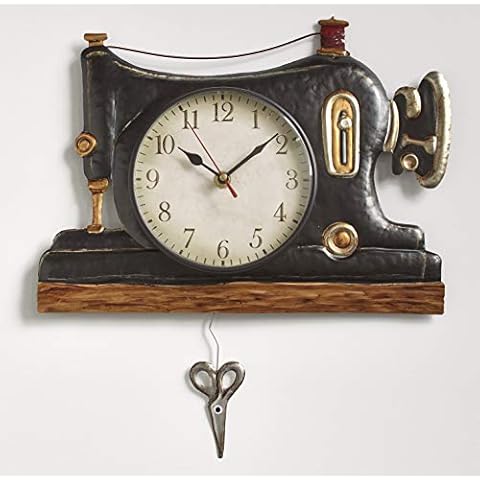 The Lakeside Collection Retro Sewing Machine Pendulum Wall Clock Cover