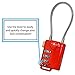 Lumintrail TSA Approved Cable Luggage Locks Plus 4 Foot Steel Cables Lumintrail Combination Travel Security Lock, 2 Pack (Black and Red)