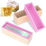 2 Stück Seifenformen Silikon, 1200ML Seifenform mit Holzbox, Rechteckig Silikonform Seife,...