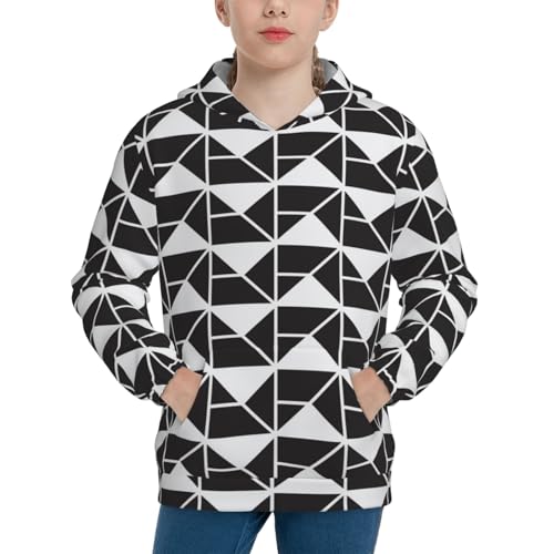 Abstract Geometric Texture Kids Pullover Hoodies Boys Sweatshirts Girls Athletic Clothes with Pocket