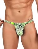 ohyeahlady Grande Taille String Homme Sexy Serpentine Hot Mini Tanga Taille Basse Bikini Strings Ficelle Ouverte String de Bain Slip Chic T Back sous vêtement(Noir,L)