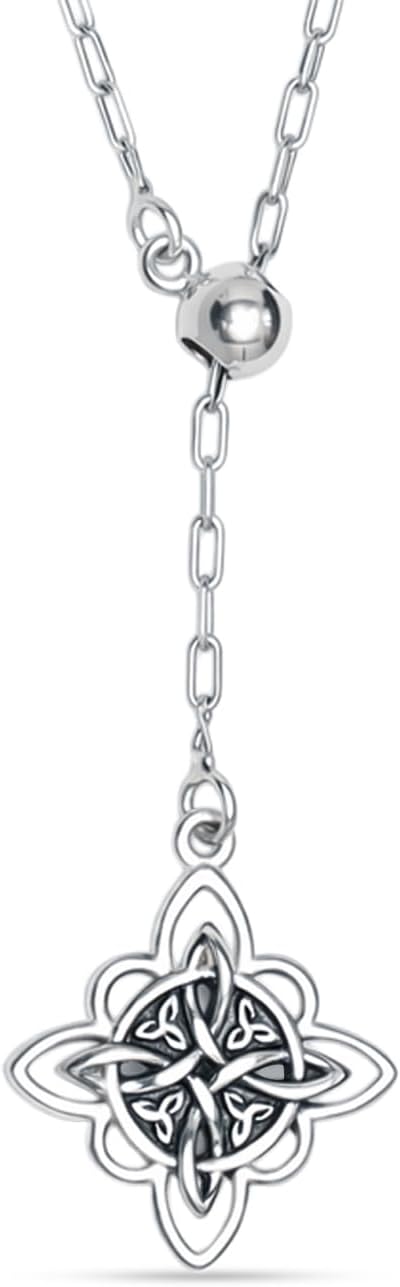 LeCalla 925 Sterling Silver Celtic Knot Necklace for Women | Antique Love-Knot Pendant Necklace Gifts for Women Mom Wife Her Birthday Christmas | Classic Celtic Love Knot Silver Jewelry