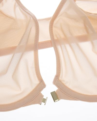 Image of INLYRIC Women's Front Closure Mesh Bra No Padding Demi
