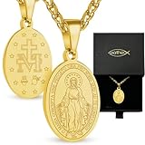 VIATHEO® Medalla Virgen Milagrosa Dorada con Cadena para Hombre y Mujer - Collar Religioso Elegante y Original - Joyería Espiritual con Significado - Accesorio Devocional para Regalo