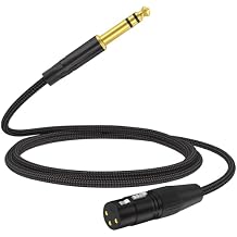 HOSONGIN XLR Female to 1/4 TRS Male Balanced Cable, 6.35mm Balanced Stereo Jack Cable with 3-Pin Connector, Nylon Braided for Live Sound, Electronic Organ, Mixers Studio Gear, 6 Feet