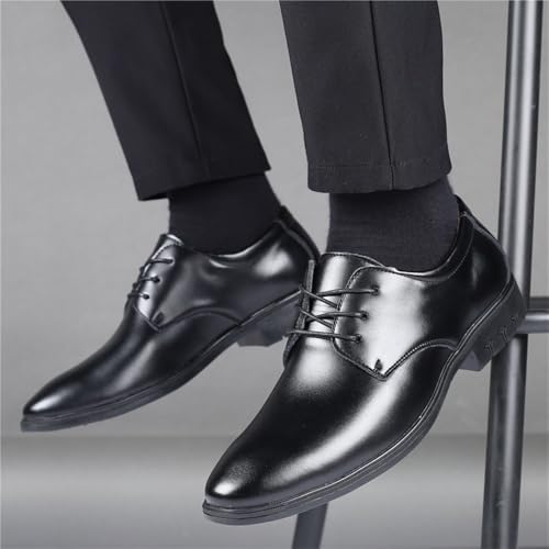 Men's Lace up Dress Shoes Classic Leather Oxfords Comfortable Slip Black Formal Business Casual Work Wedding Shoes2
