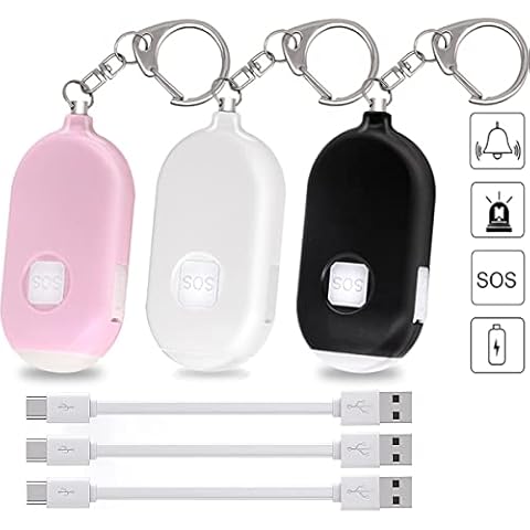 Personal Alarms for Women,3Packs Rechargeable Self Defense Security Alarm Keychain with LOUD 130dBs to Protect your Family, Kids, Elderly & Dog Walkers Safety(model:L009) Cover