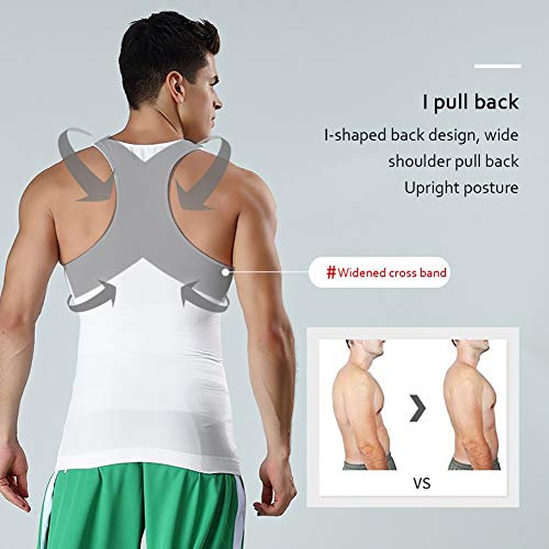 Compressie Shirt Hesje Naar Zich Verstoppen Mannen Borsten Moobs Afslanken Shapewear Maak Hele Buik Plat (Color : White, Size : XL) - Image 6