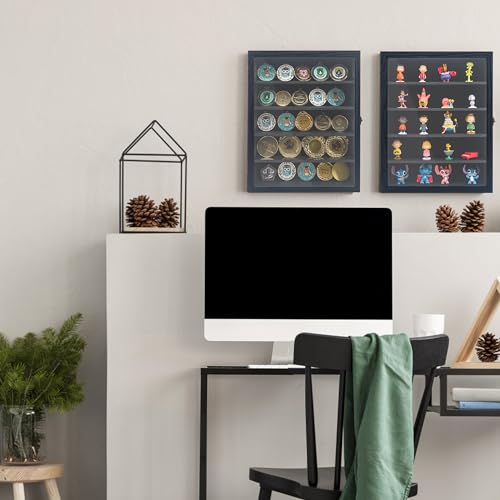 Image of GMFrames 11x14 Wooden Shadow Box Frame with Removable Shelves Deep Display Case for Military Medals Keepsakes Black