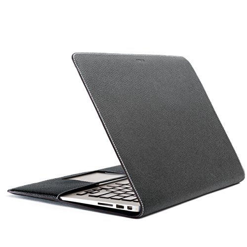 Crazy Clearance Zendo Primo Luxury Full-Grain Leather Cover [Compatible with MacBook Air 13" 2017, Black]