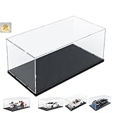 Thickened Clear Acrylic Display Case for Lego 10295 10337 10330 10353 76450 42176 43268 42170 42160 10300 Collectibles 1/18 Rc Car, Transparent Box Dustproof with Light, Black Inside 15.7x7.9x7.9in