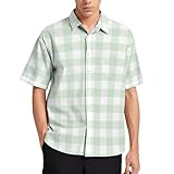 TZTTZT - Camisa hawaiana para hombre, casual, color verde claro, con estampado a cuadros y manga corta, con botones, para la playa de verano, Multicolor, M