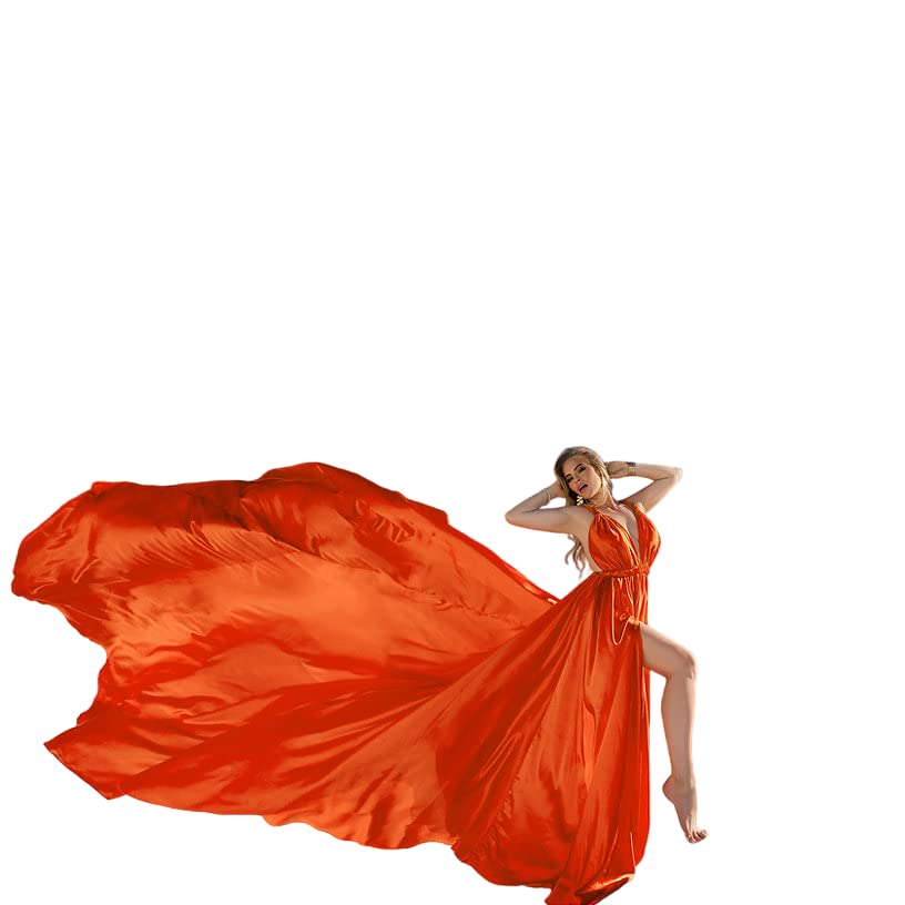 HandmadeLong Flying Dress | Flying Dress for Photoshoot| Long Train Dress | Photoshoot Dress | Flowy Dress | Satin Dress | Santorini Flying Dress