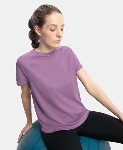 Image of Jockey Women's MW73 Polyester Fabric Relaxed Fit Half Sleeve Breathable Mesh Active Wear T-Shirt