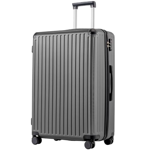 COOLIFE 28 Inch Large Suitcase – Hardshell Trolley Lightweight ABS+PC Luggage with 360° Silent Wheels & TSA Lock, Telescopic Handle for Business Trip,Long Haul Travel & Family Holidays,Grey