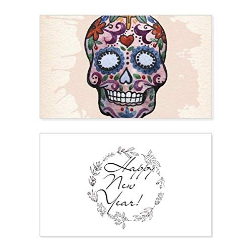 Tarjeta de Año Nuevo con calavera morada para regalar a amigos