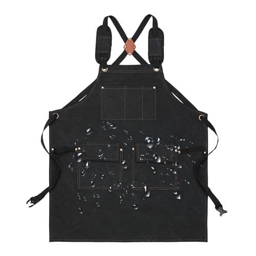 Tablier Toile Accessoires de Cuisine Ajustables Poches Atelier