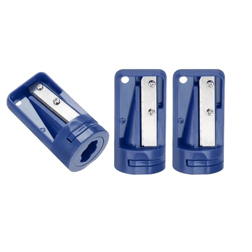 QUARKZMAN 3pcs Sacapuntas de Carpintero, Azul, Sacapunta Manual Portátil Afilalápices Cortador de Lápices de Solo Agujero Simple para Escuela Oficina Carpintería Viajes Manualidad