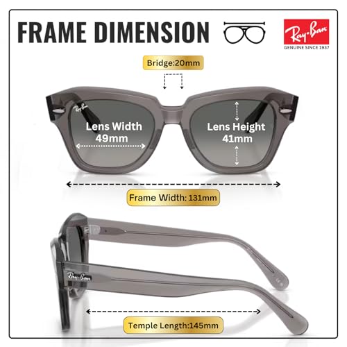 Image of Ray-Ban RB2186 STATE STREET Square Sunglasses with Official Eyewear Kit