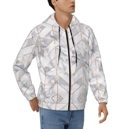 Manteau thermique homme imprimé marbre rose gold avec fermeture éclair pleine