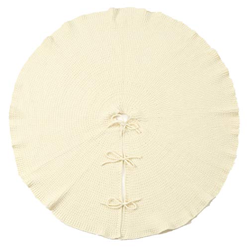 Kunyida 48 Inches Ivory Knitted Plain Christmas Tree Skirt #TOP4