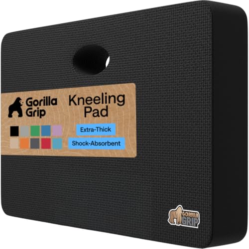 GORILLA GRIP® Extra Thick Foam Kneeling Pad for Gardening, 17.5x11 Black | Supportive Foam, Large Cushion Knee Pads for Gardening and Workouts, Baby Bath Time, Exercise, Dirt and Water Resistant