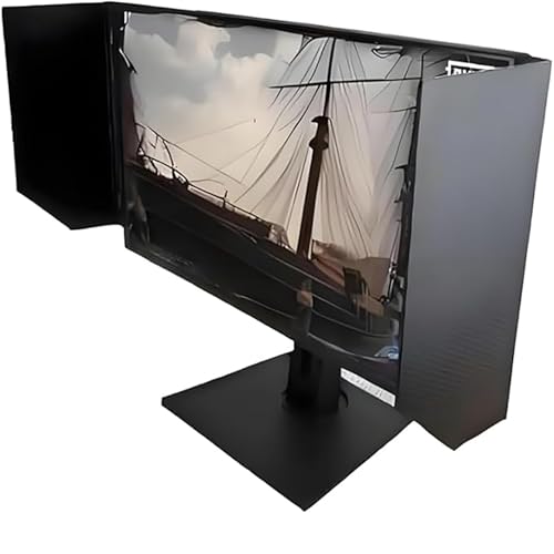 KHZKHC Anti-Glare Computer Monitor Sunshade, Desktop Computer Screen Hood, Privacy Protection Side Panel, 24-27inch Adjustable, 180° Adjustment Angle, for Office, Playing Games