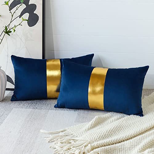 Housses de coussin rectangulaires 40x60 en velours bleu nuit
