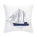 BLEUM CADE Nautical Sailing Throw Pillow Cover Blue Anchor Navigation Compass Sailboat Pillowcase Set of 4 Decorative Cushion Cover for Home Office Car Sofa Couch (Blue White, 18 x 18 Inch)
