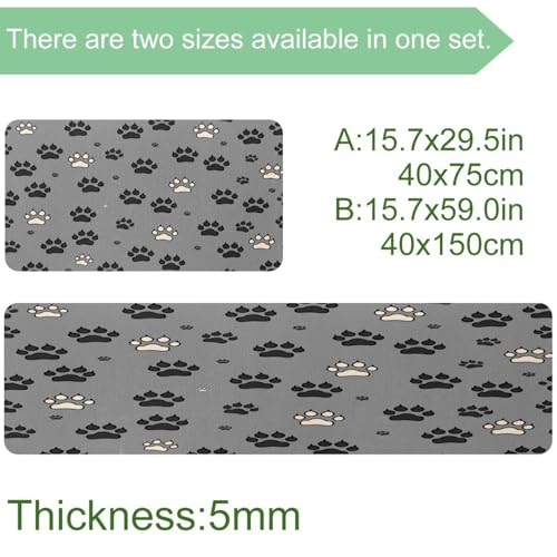 2 alfombrillas de cocina antideslizantes VAPOKF lavables y absorbentes con huellas 4
