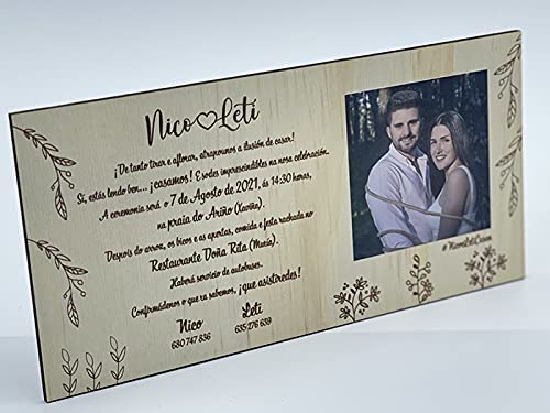 Creative Digital Lot de 10 invitations en bois 210 x 110 x 40 mm (50, bois)