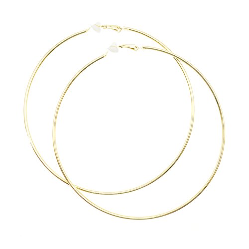 Extra Large Non Pierced Earrings for Women Men - Big Round Circle Clip On Huggie Hoop Earrings Hypoallergenic (Gold, 100)