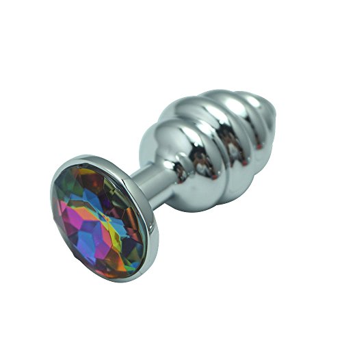 1Pcs Small Size 4 Shape for Choose 12 Color Metal Anal Plug Jewelry Thread Heart Crystal Butt Beads Dildo Sex Toys for Men Women Thread Rainbow