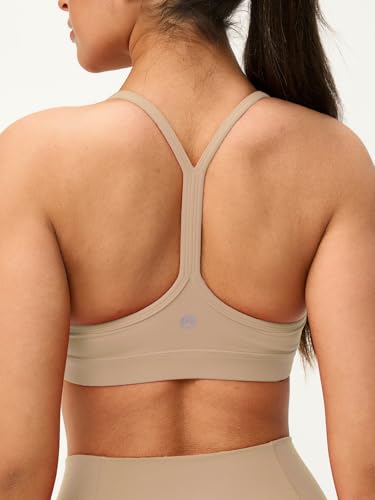 Image of Womens Y Back Padded Sports Bra Strappy U Neck Butter Soft Low Impact Workout Bras Yoga Pilates Walking