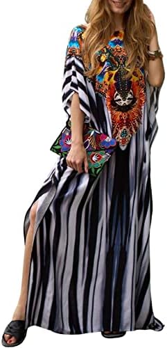 Bsubseach Women Casual Beach Kaftan Dress Short Sleeve Loungewear Caftan Swimsuit Cover Up