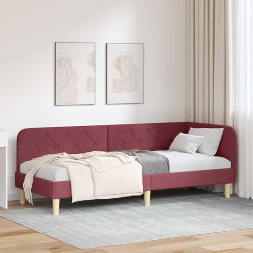 Teenpull Marco de cama esquinero con acolchado de tela, 80 x 200 cm, en forma de L, con reposabrazos reversibles, versátil como sofá y cama para dormitorio y habitación de invitados
