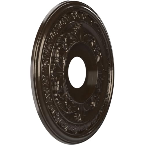 Image of Ekena Millwork CMP16BAERU Baltimore Thermoformed PVC Ceiling Medallion (Fits Canopies up to 6 1 /2 inch), 16 inchOD x 3 1 /2 inchID x 1 inchP, Universal Metallic Rustic Mist