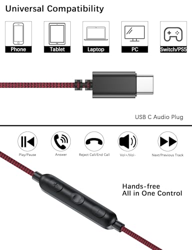 Image of ACAGET USB C Headphones for Samsung Galaxy S25 S24 FE S23 S22 Ultra Wired Earbuds for iPhone 16 Pro