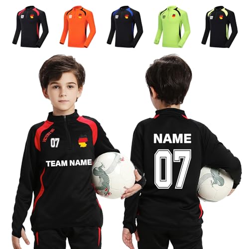 LAIFU Individuelle Sportbekleidung Personalisierte Trainingshemden mit Namen, Mannschaftsnummer und Logo (DE/NL/SE/PL, Alphanumerisch, Einheitsgröße, Regular, Regular, Schwarz Rot)
