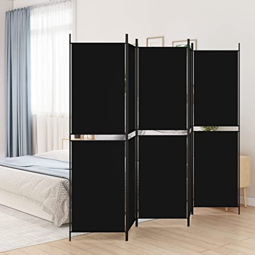 HOMIUSE Biombo de 250 x 200 cm para balcón, protección visual, biombo, separador de ambientes, para interiores, vestidor, jardín, accesorios, color negro