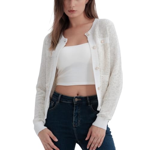 URBAN REVIVO Women's Cardigan Sweaters Open Front Pearl Button Down